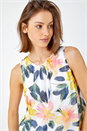 Yellow Sleeveless Floral Print Chiffon Top, Image 4 of 5