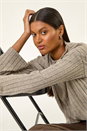 Natural High Neck Ribbed Snit Top, Image 1 of 5