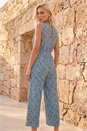 Blue Petite Ditsy Crinkle Crop Jumpsuit, Image 3 of 4