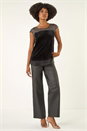 Black Velvet Sequin Mesh Top, Image 2 of 5
