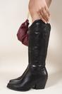 Black iKrush Black Emira Western Stitch Knee High Block Heel Boots, Image 4 of 8