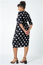 Black Curve Polka Dot Stretch Shift Pocket Dress, Image 3 of 5
