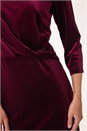 Wine Velvet Bodycon Midi Dress, Image 5 of 5