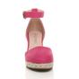 Fuchsia AJVANI Fuchsia Mid Wedge Heel Ankle Strap Espadrille Sandals, Image 6 of 6