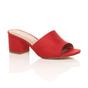 Red AJVANI Red Mid Block Heel Peep Toe Mules Sandals, Image 1 of 6