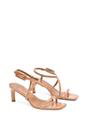 Taupe XY LONDON Taupe 'Gabriella' Square Toe Mid Stiletto Heel Sandals With Adjustable Strap, Image 4 of 5