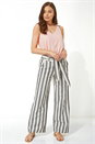 Grey Stripe Linen Wide Leg Trousers, Image 3 of 4