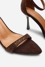 Dark Brown 'Indira' Suede Sparkling Heeled Sandals, Image 5 of 6