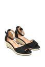 Black 'Angelica' Strappy Espadrille Wedge Heel Sandals With Peep Toe, Image 5 of 6