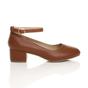 Tan AJVANI Tan Low Block Heel Ankle Strap Court Shoes, Image 2 of 6