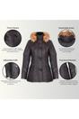 Brown Lamb Leather Parka Fur Hood Jacket, Image 3 of 6