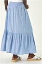 Blue Shirred Tiered A-Line Skirt, Image 4 of 5