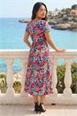 Pink Petite Floral Button Pocket Midi Dress , Image 3 of 4