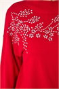 Red Floral Hotfix Detail Knit Jumper, Image 5 of 5