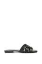 Black XY LONDON Black 'Luci' Strappy Slider Sandals With Square Toe, Image 1 of 5