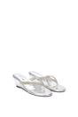 Silver 'Nina' Wedge Heel Sandal Mules With Diamante Thong Strap, Image 3 of 6