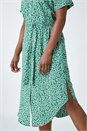Green Ditsy Floral Print Shirt Dress, Image 5 of 5