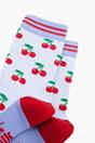 Blue Cherry Striped Bamboo Socks in Blue, Image 2 of 4