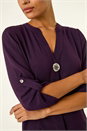 Purple Longline Buttoned Notch Neck Top, Image 5 of 5