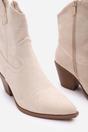 Beige Seraphina Cowboy Ankle Boots Block Heel, Image 4 of 5
