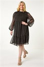 Gold Curve High Neck Metallic Overlay Swing Dress, Image 2 of 7
