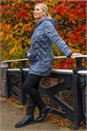 Steel Blue Wave Quilted Puffer Hooded Coat, Image 2 of 2