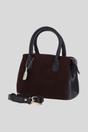 Brown Genuine Leather and Suede Handbag with Detachable Crossbody Strap, Image 2 of 4