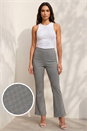 Light Grey Dogtooth Stretch Wide Leg Trouser, Image 1 of 4