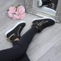 Black Gold Chain Lace Up Trainers Hi Tops, Image 5 of 6