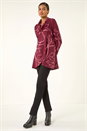 Burgundy Printed Cowl Neck Stretch Top, Image 1 of 5