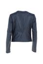 Navy "Ethel" Real Leather Collarless Jacket, Image 3 of 4