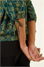 Olive Floral V-Neck Stretch Top, Image 6 of 6