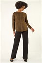 Brown Speckled Cable Knit Jumper , Image 2 of 5