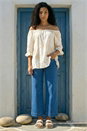 Ivory  Floral Embroidered Bardot Top, Image 2 of 4