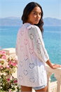 Ivory  Pointelle Heart Knit Cardigan, Image 3 of 4