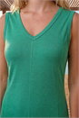 Green Sleeveless V-Neck Midi Dress, Image 4 of 4