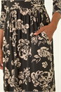 Black Floral Pocket Stretch Midi Dress, Image 5 of 5