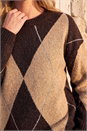Chocolate Argyle Knit Jumper, Image 4 of 4