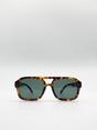 Brown 70's Navigator Sunglasses In Tortoiseshell, Image 2 of 5