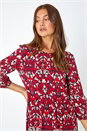 Red Abstract Print Tiered Smock Midi Dress, Image 4 of 5