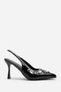 Black 'Karen' Patent Slingback Mid Heel, Image 2 of 6