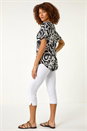Black Textured Print Zip Detail Top, Image 3 of 5