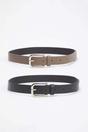 Multi Double Pack Silver Buckle Rounded Faux Leather Belt, Image 2 of 4