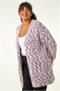 Pink Curve Fluffy Textured Cardigan, Image 4 of 5