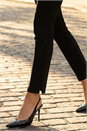 Black Full Length Elastic Waist Stretch Trousers, Image 4 of 4
