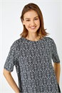 Black Aztec Chiffon Hem Stretch Tunic Top, Image 4 of 5