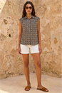 Black Geometric Sleeveless Shirt, Image 2 of 4