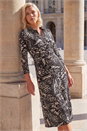 Black Petite Button Ruched Dress, Image 2 of 4