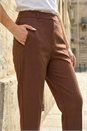 Chocolate Short Straight Leg Stretch Trouser, Image 4 of 4