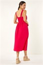 PINK Seersucker Button Midi Sundress, Image 3 of 5
